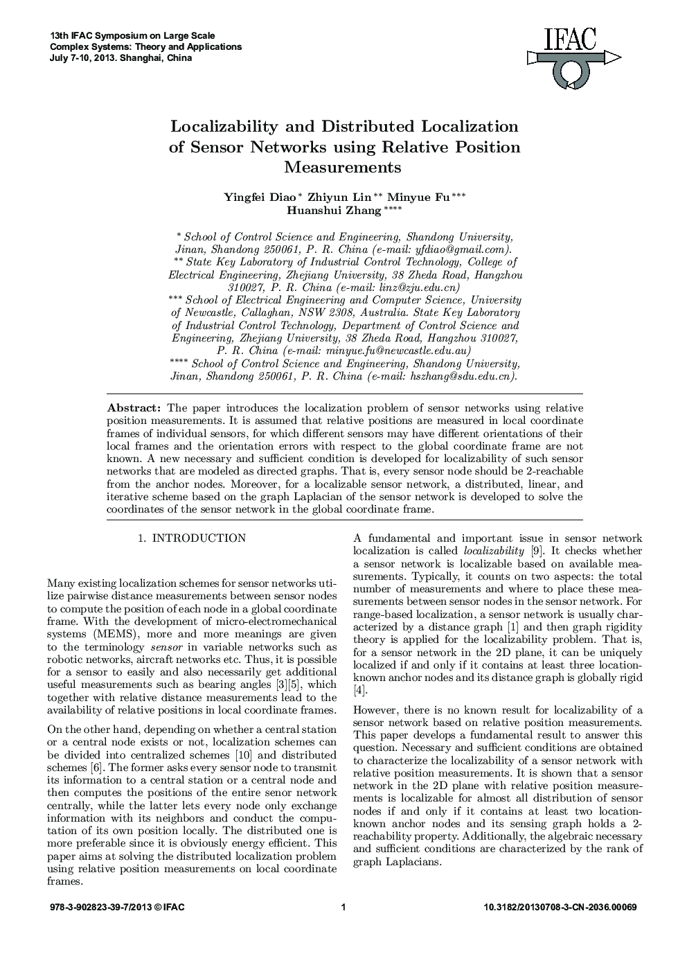 Localizability and Distributed Localization of Sensor Networks using Relative Position Measurements