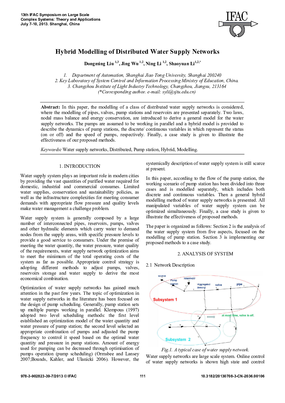 Hybrid Modelling of Distributed Water Supply Networks