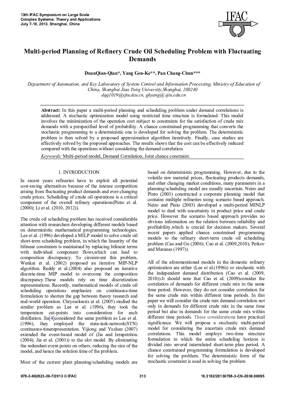Multi-period Planning of Refinery Crude Oil Scheduling Problem with Fluctuating Demands