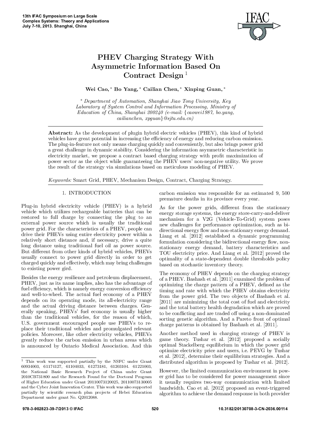 PHEV Charging Strategy With Asymmetric Information Based On Contract Design1 