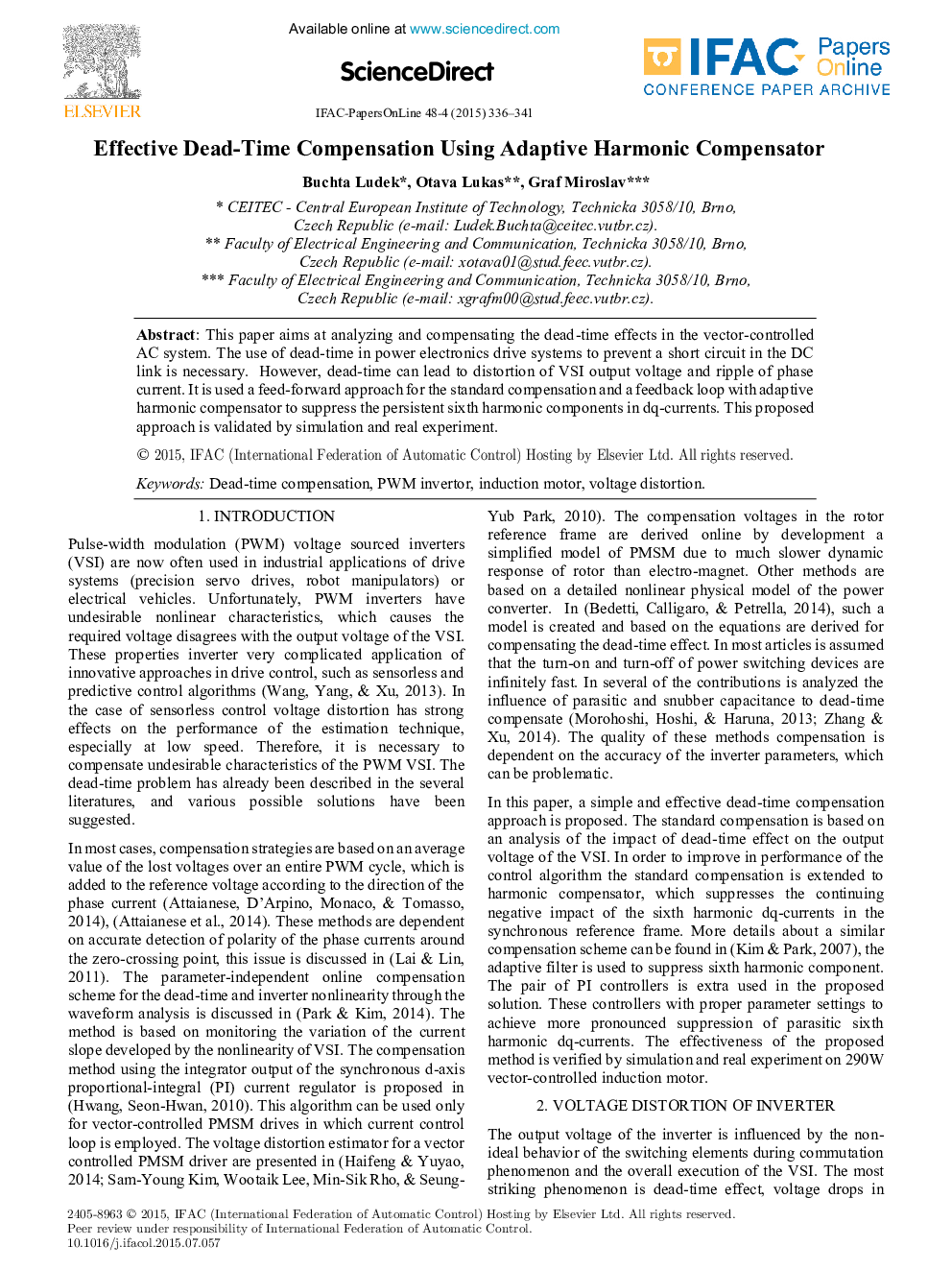 Effective Dead-Time Compensation Using Adaptive Harmonic Compensator