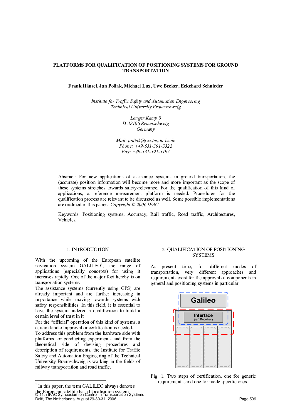 PLATFORMS FOR QUALIFICATION OF POSITIONING SYSTEMS FOR GROUND TRANSPORTATION 