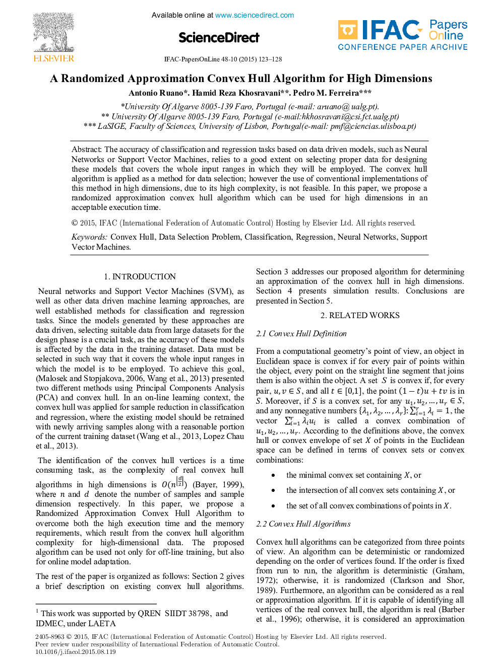 A Randomized Approximation Convex Hull Algorithm for High Dimensions