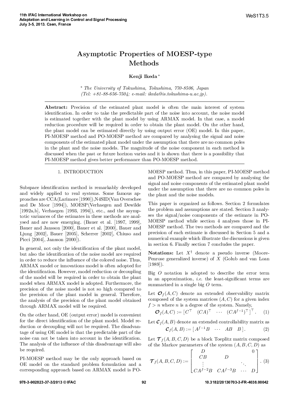 Asymptotic Properties of MOESP-type Methods