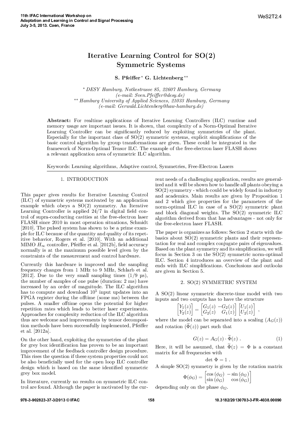 Iterative Learning Control for SO(2) Symmetric Systems