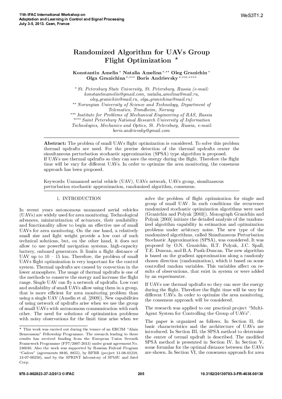 Randomized Algorithm for UAVs Group Flight Optimization 