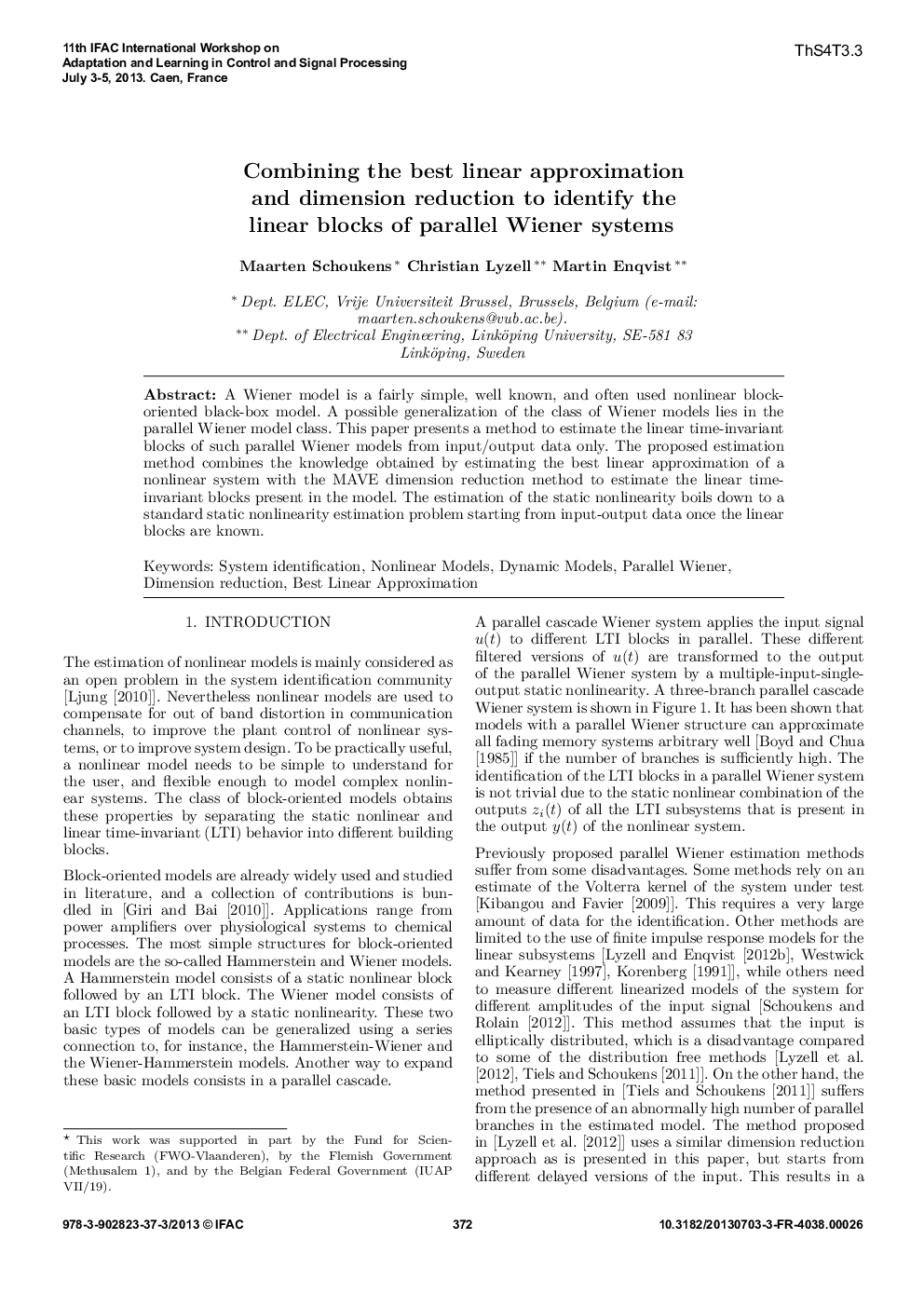 Combining the best linear approximation and dimension reduction to identify the linear blocks of parallel Wiener systems 