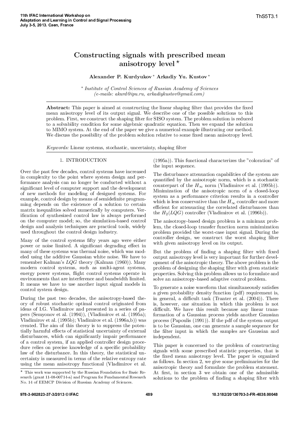 Constructing signals with prescribed mean anisotropy level 