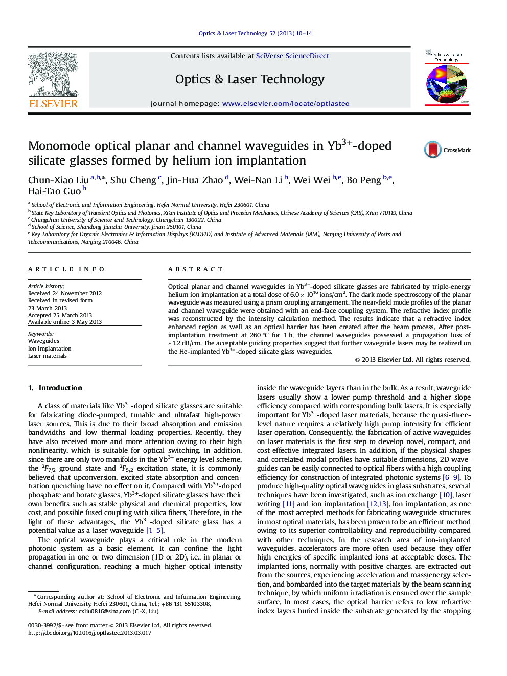 Monomode optical planar and channel waveguides in Yb3+-doped silicate glasses formed by helium ion implantation