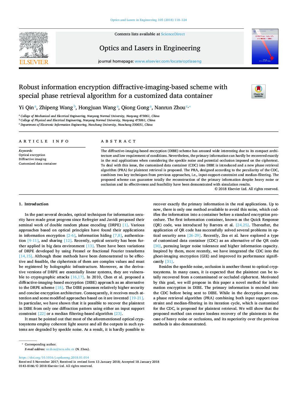 Robust information encryption diffractive-imaging-based scheme with special phase retrieval algorithm for a customized data container