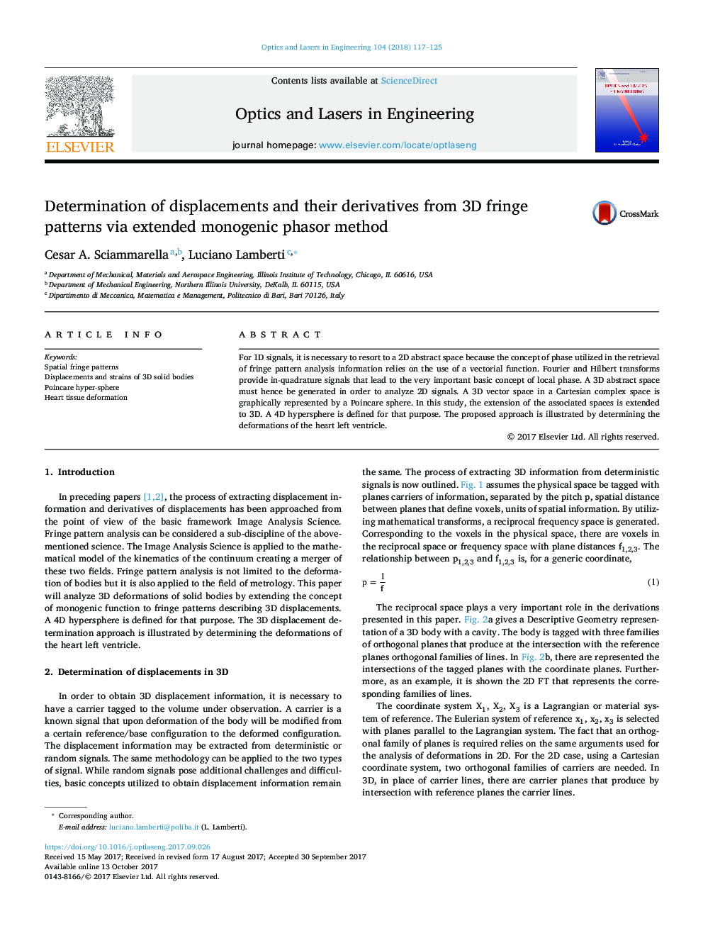 Determination of displacements and their derivatives from 3D fringe patterns via extended monogenic phasor method