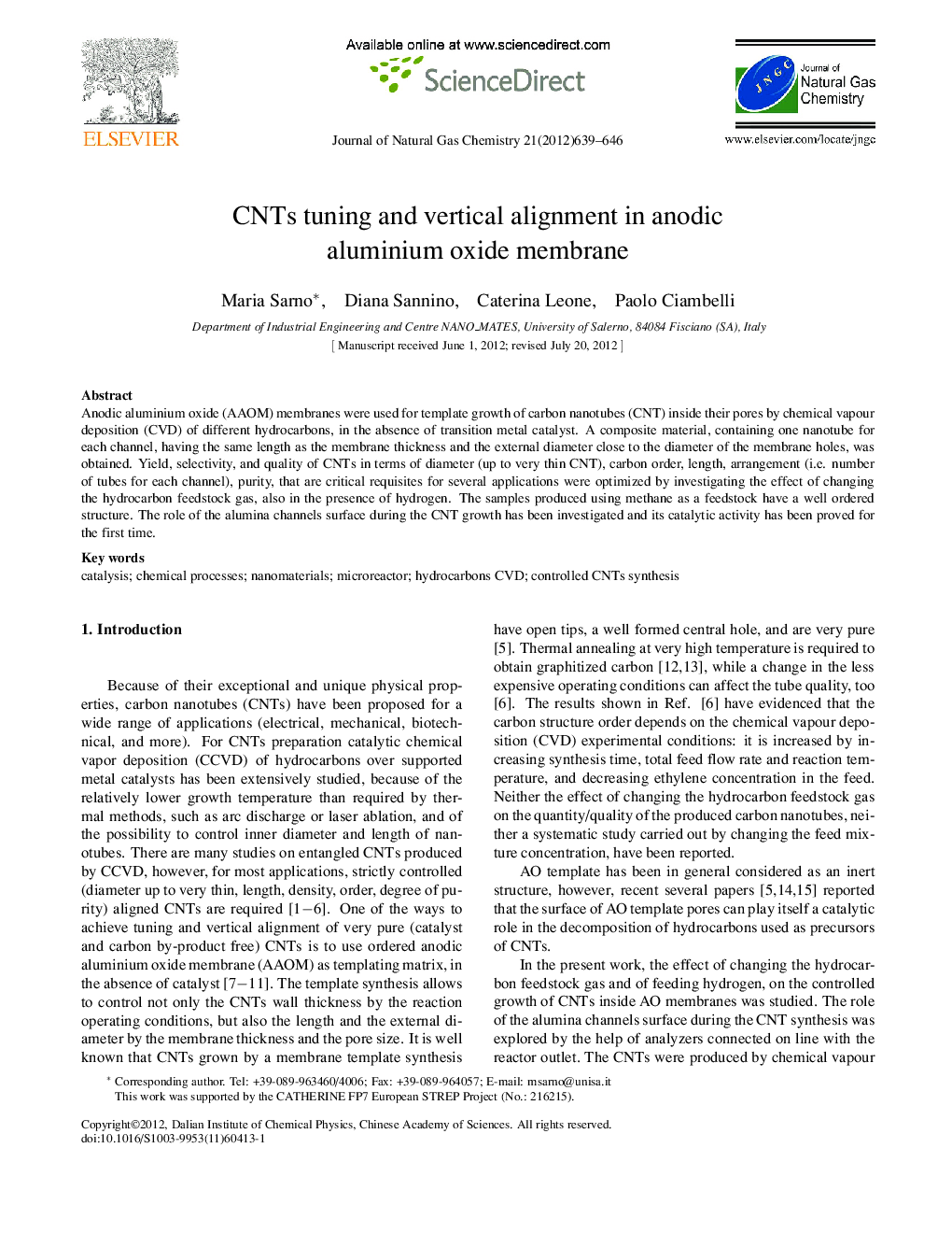CNTs tuning and vertical alignment in anodic aluminium oxide membrane 