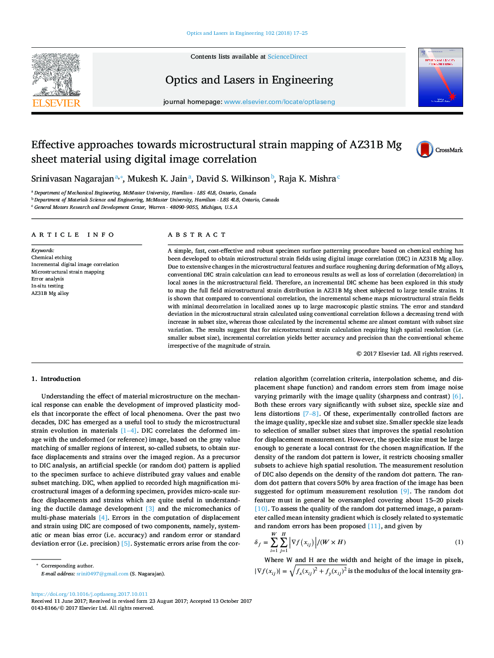 Effective approaches towards microstructural strain mapping of AZ31B Mg sheet material using digital image correlation