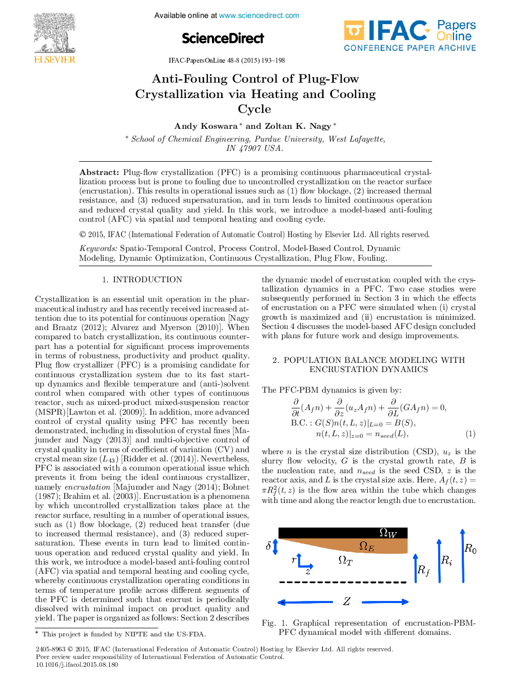 Anti-Fouling Control of Plug-Flow Crystallization via Heating and Cooling Cycle