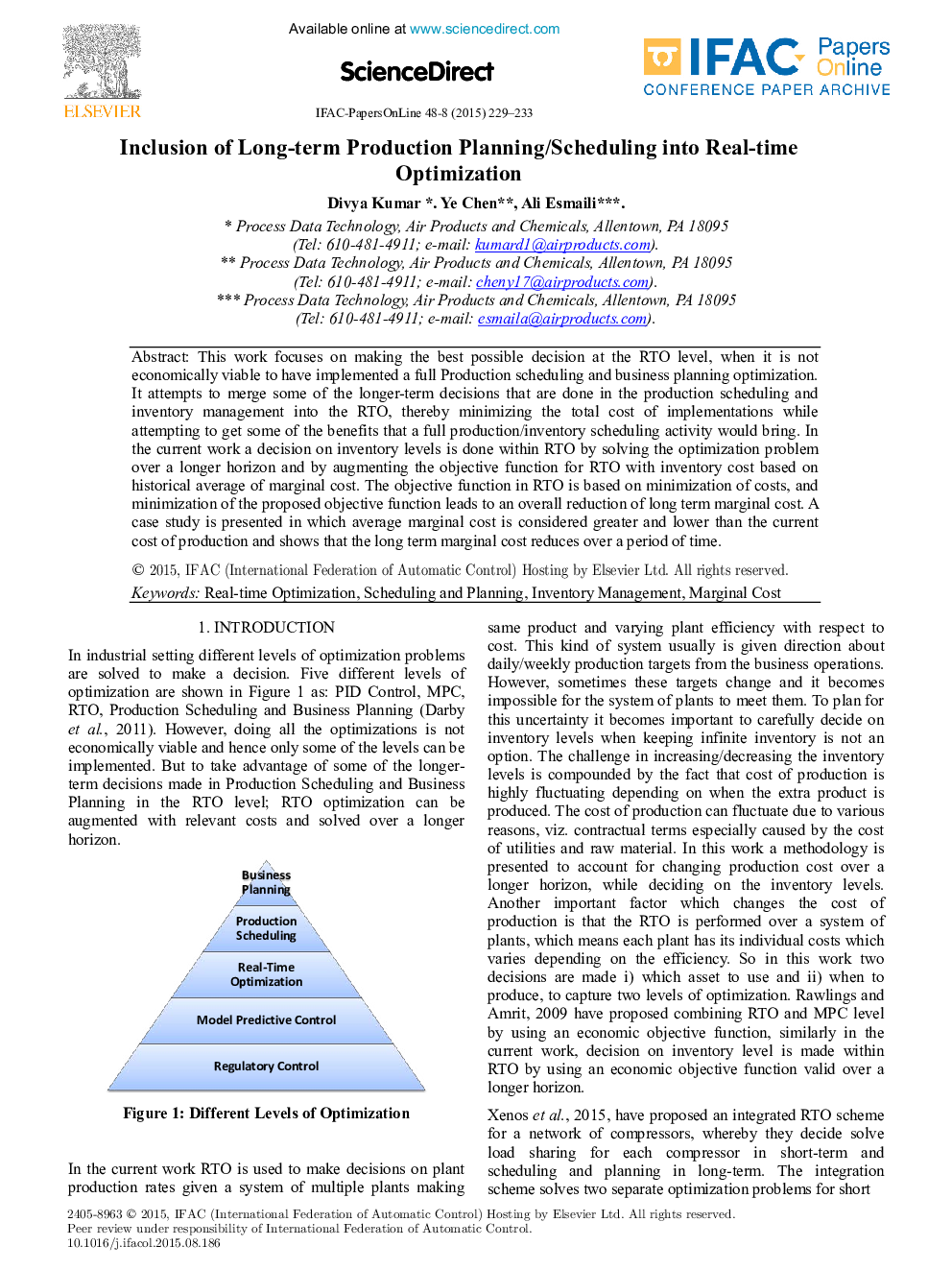 Inclusion of Long-term Production Planning/Scheduling into Real-time Optimization