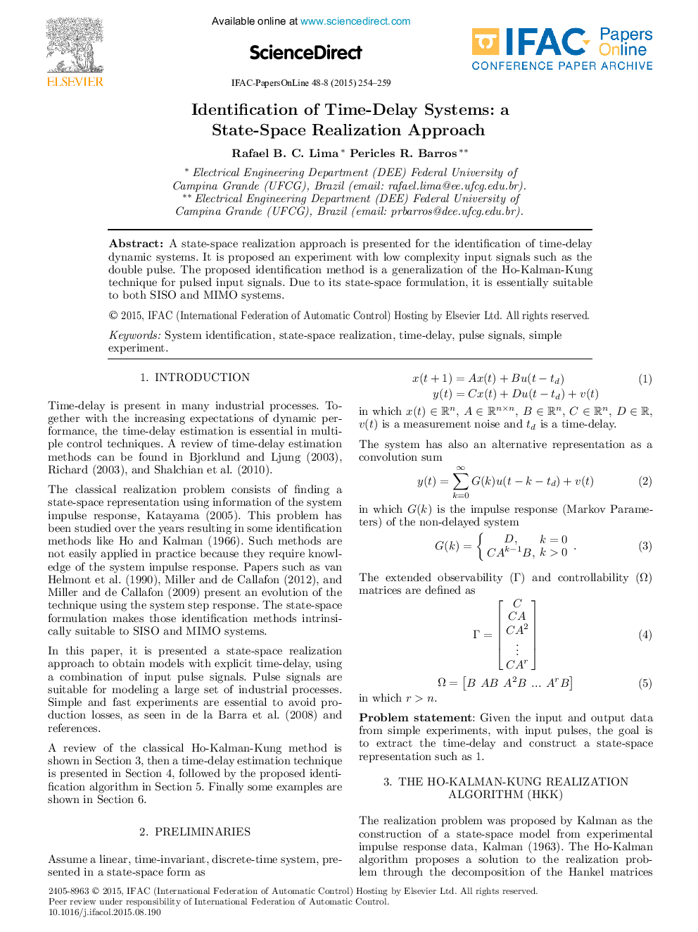 Identification of Time-Delay Systems: a State-Space Realization Approach