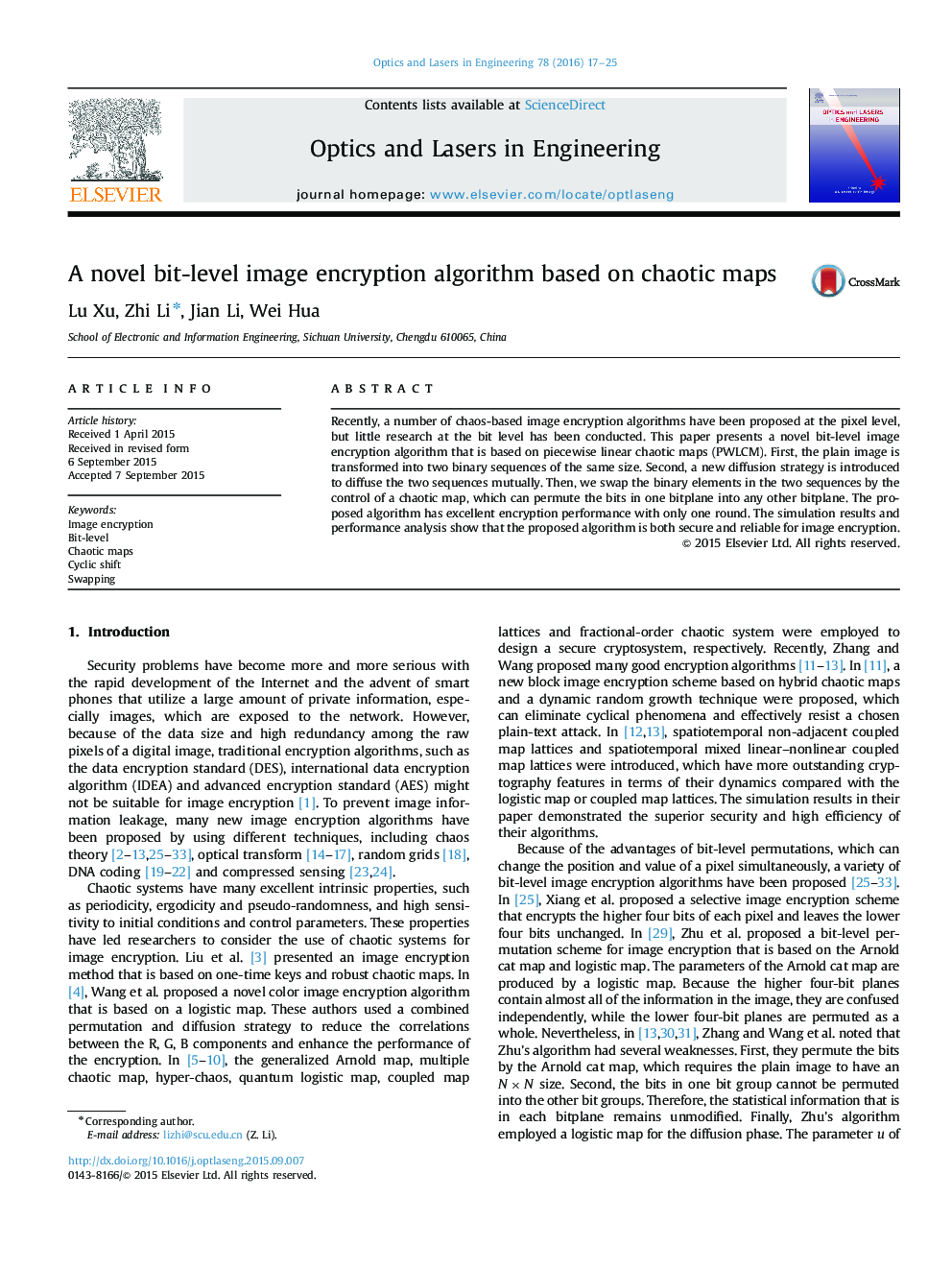 A novel bit-level image encryption algorithm based on chaotic maps