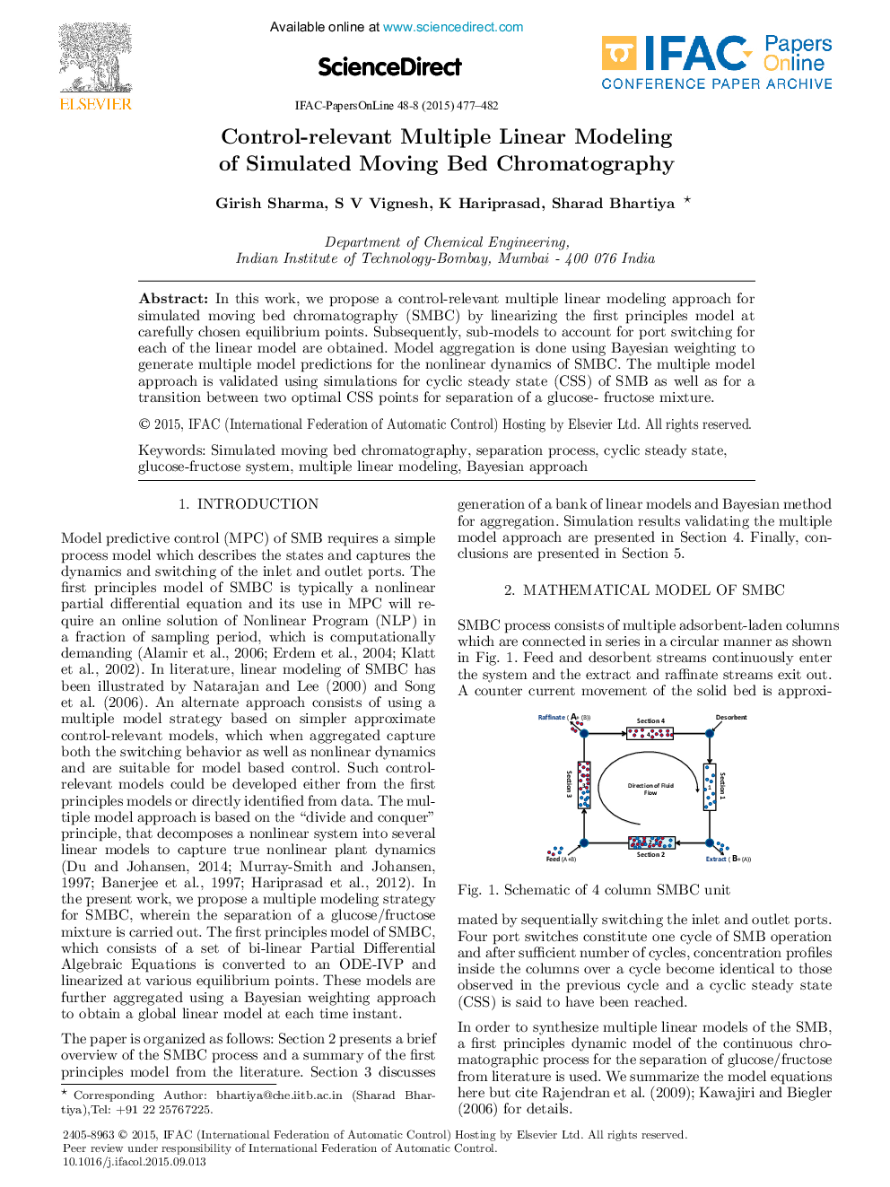 مدلسازی خطی چندگانه کنترل کروماتوگرافی متحرک شبیه سازی شده 