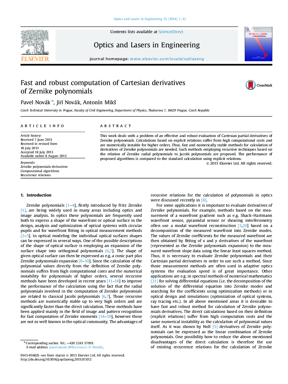 Fast and robust computation of Cartesian derivatives of Zernike polynomials