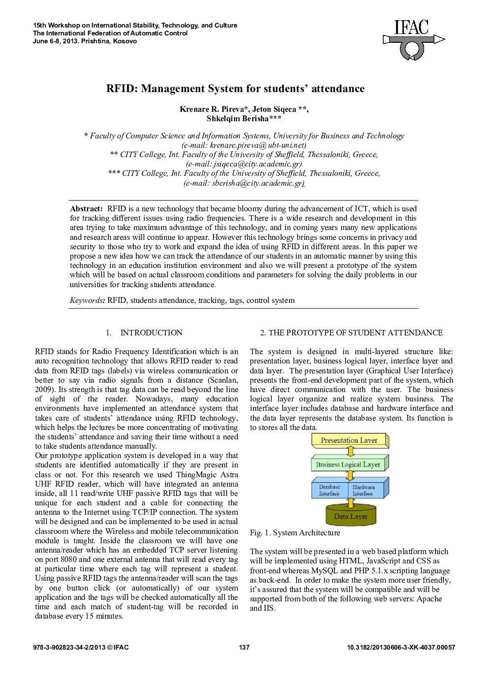 عکس صفحه اول مقاله: RFID: Management System for students' attendance RFID: Management System for students' attendance