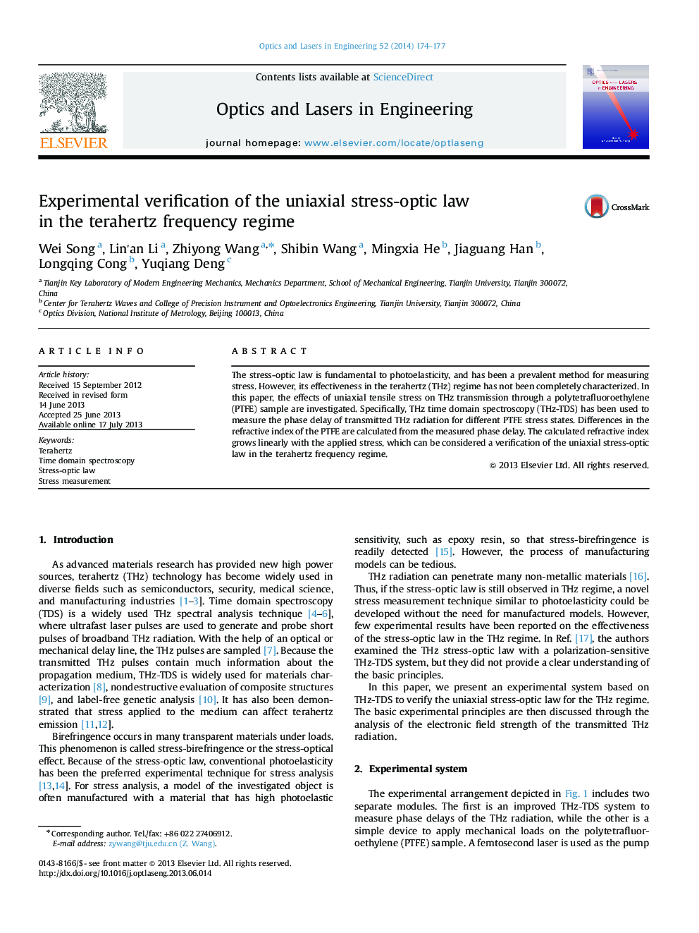 Experimental verification of the uniaxial stress-optic law in the terahertz frequency regime