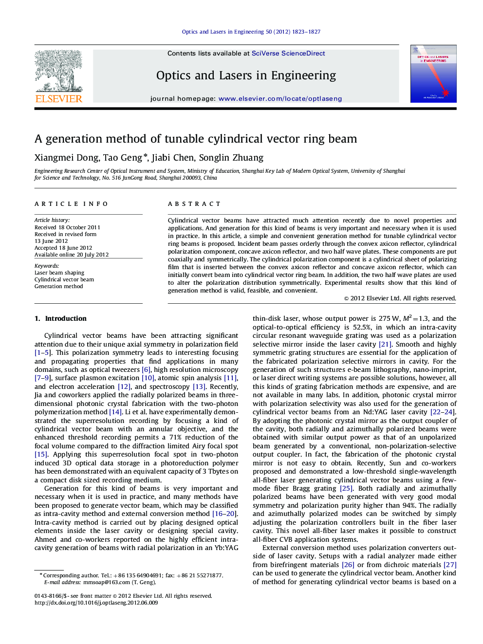 A generation method of tunable cylindrical vector ring beam