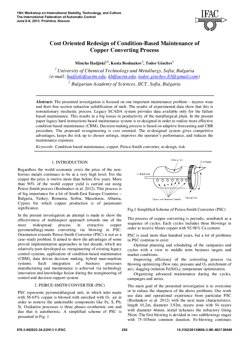 Cost Oriented Redesign of Condition-Based Maintenance of Copper Converting Process