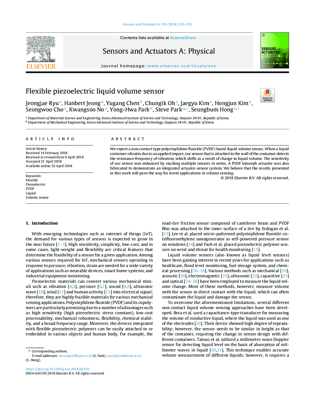 Flexible piezoelectric liquid volume sensor