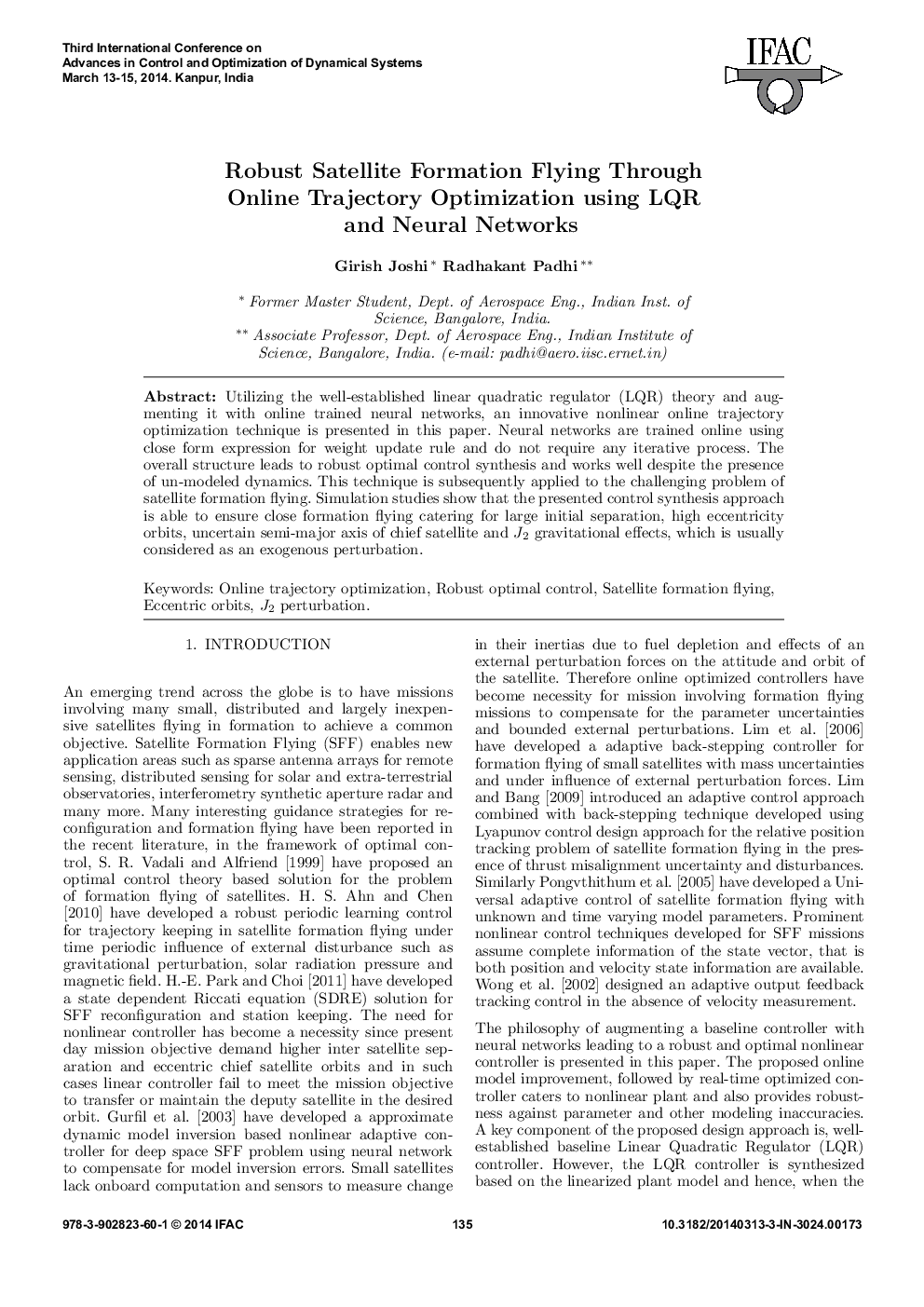 Robust Satellite Formation Flying Through Online Trajectory Optimization using LQR and Neural Networks