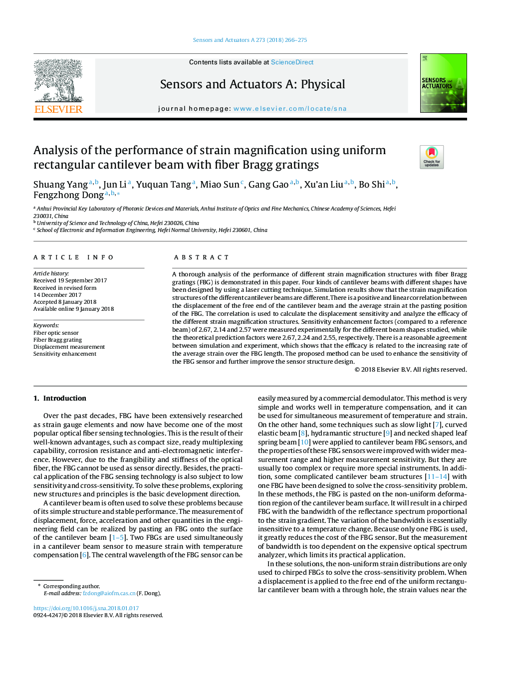 Analysis of the performance of strain magnification using uniform rectangular cantilever beam with fiber Bragg gratings