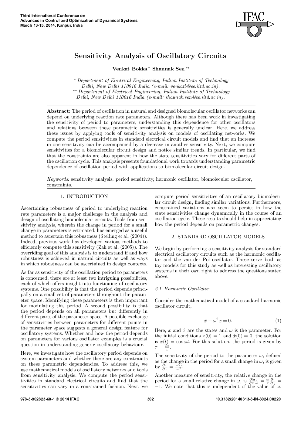 Sensitivity Analysis of Oscillatory Circuits