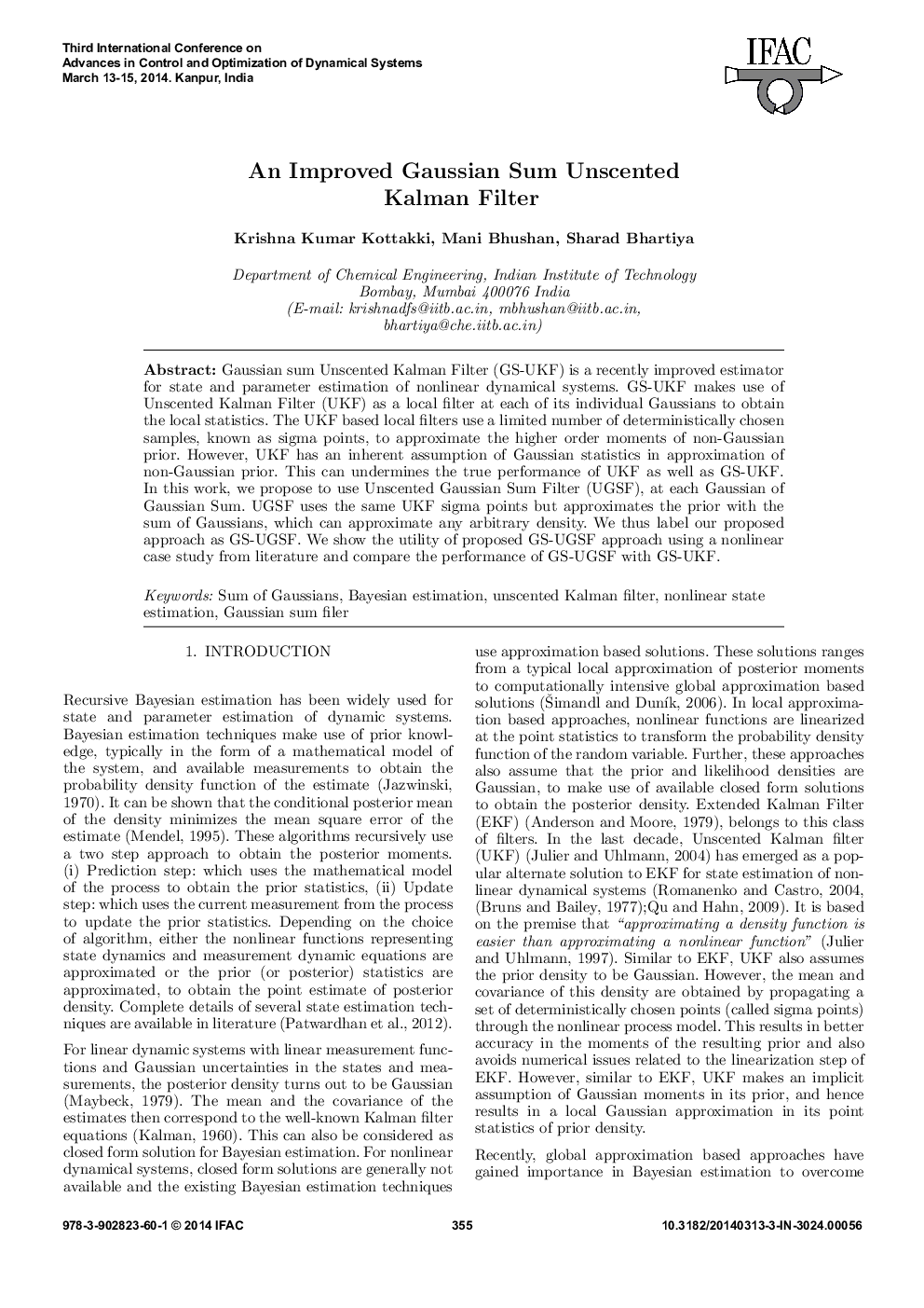 An Improved Gaussian Sum Unscented Kalman Filter