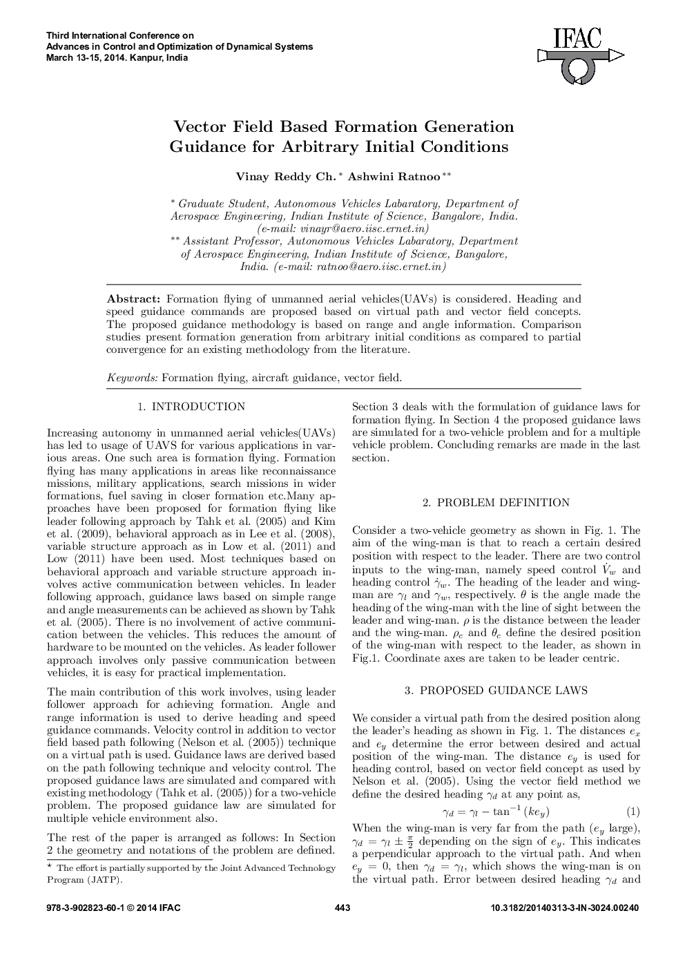 Vector Field Based Formation Generation Guidance for Arbitrary Initial Conditions 