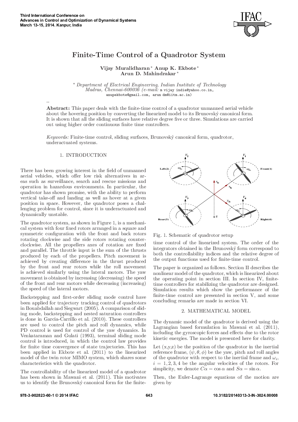 Finite-Time Control of a Quadrotor System