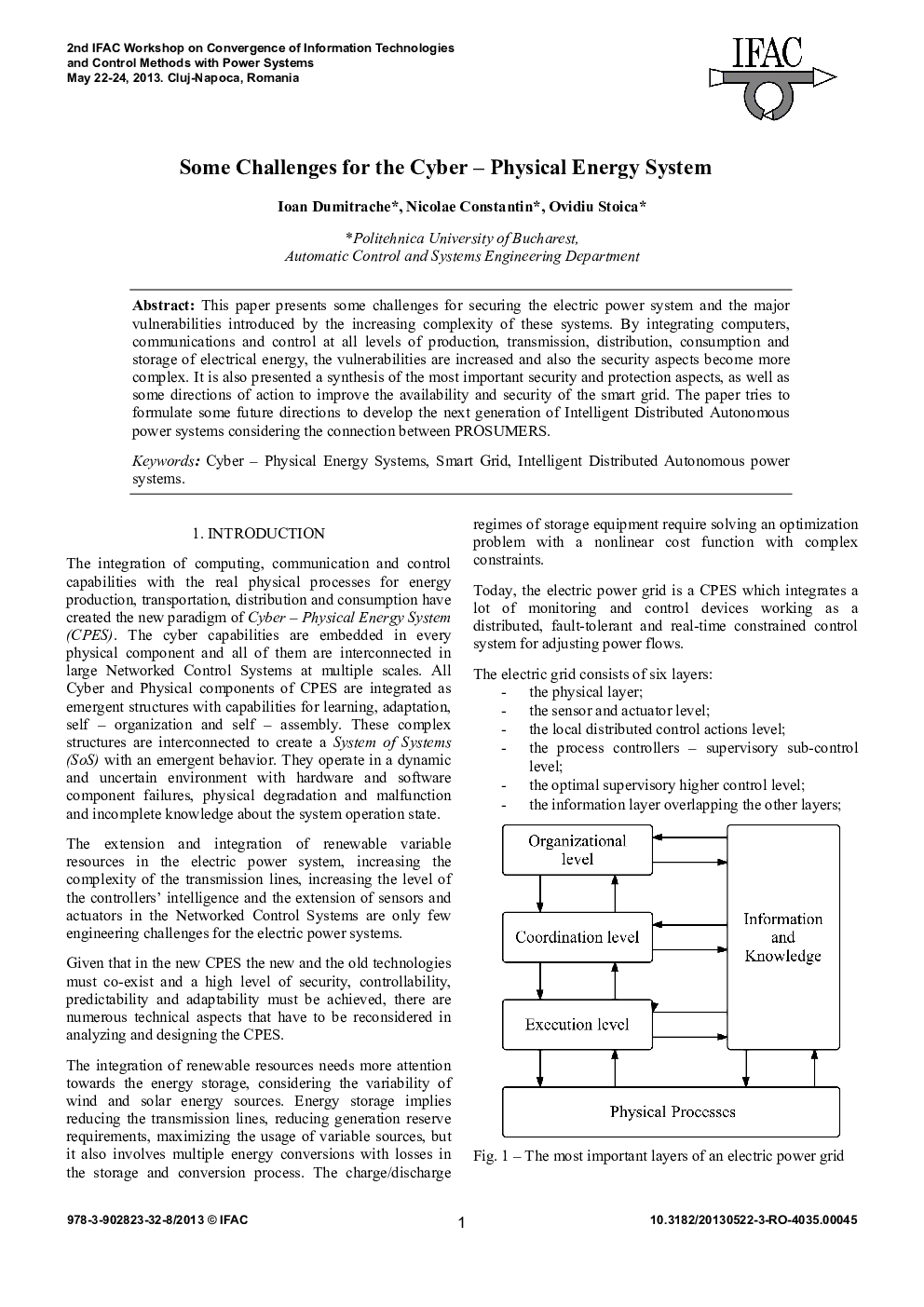 عکس صفحه اول مقاله: Some Challenges for the Cyber – Physical Energy System Some Challenges for the Cyber – Physical Energy System