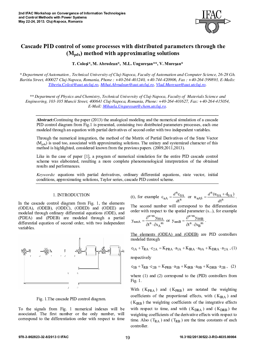 عکس صفحه اول مقاله: Cascade PID control of some processes with distributed parameters through the (Mpdx) method with approximating solutions Cascade PID control of some processes with distributed parameters through the (Mpdx) method with approximating solutions