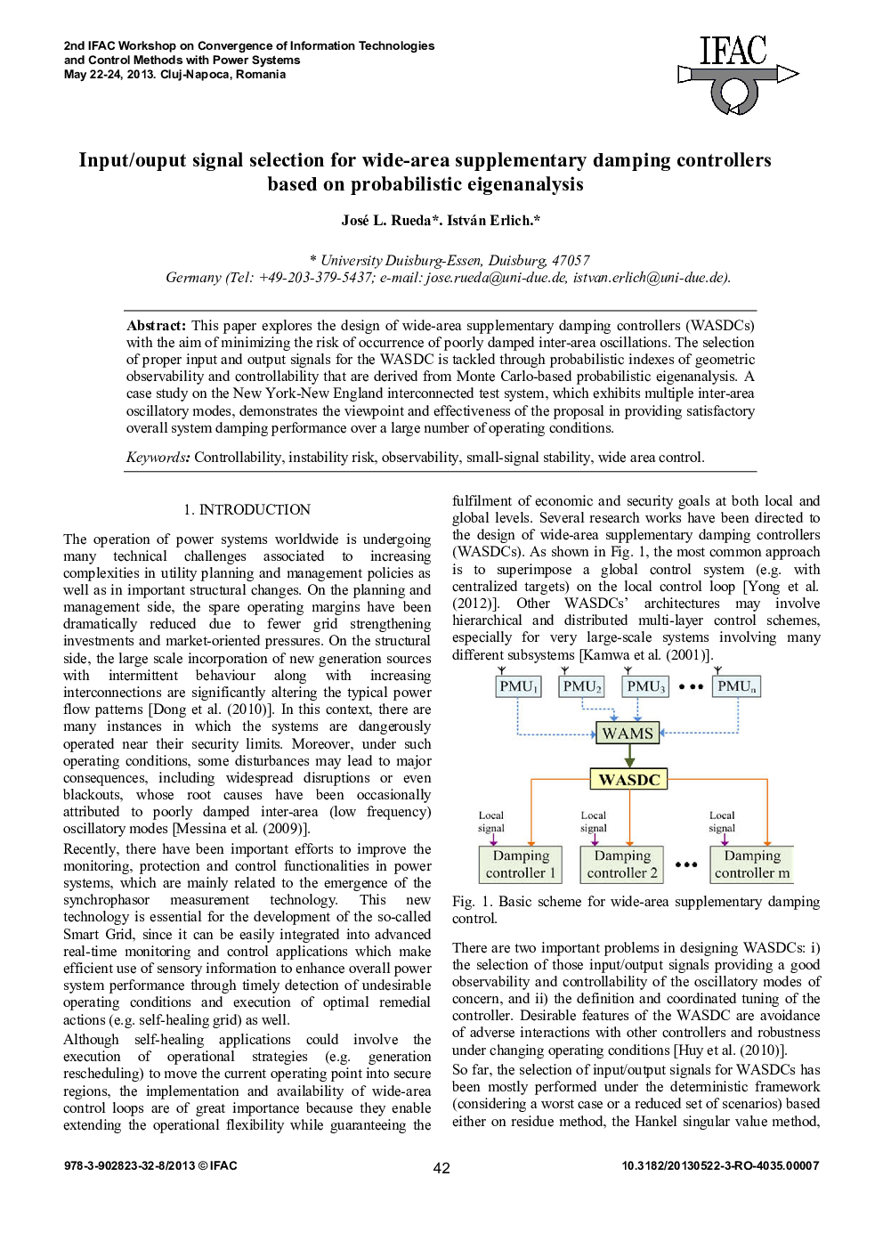 عکس صفحه اول مقاله: Input/ouput signal selection for wide-area supplementary damping controllers based on probabilistic eigenanalysis Input/ouput signal selection for wide-area supplementary damping controllers based on probabilistic eigenanalysis