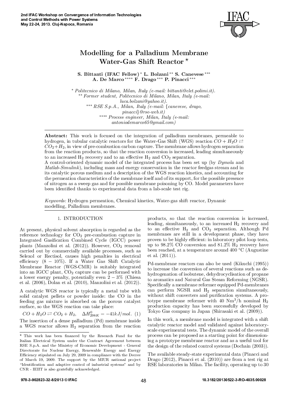 Modelling for a Palladium Membrane Water-Gas Shift Reactor 