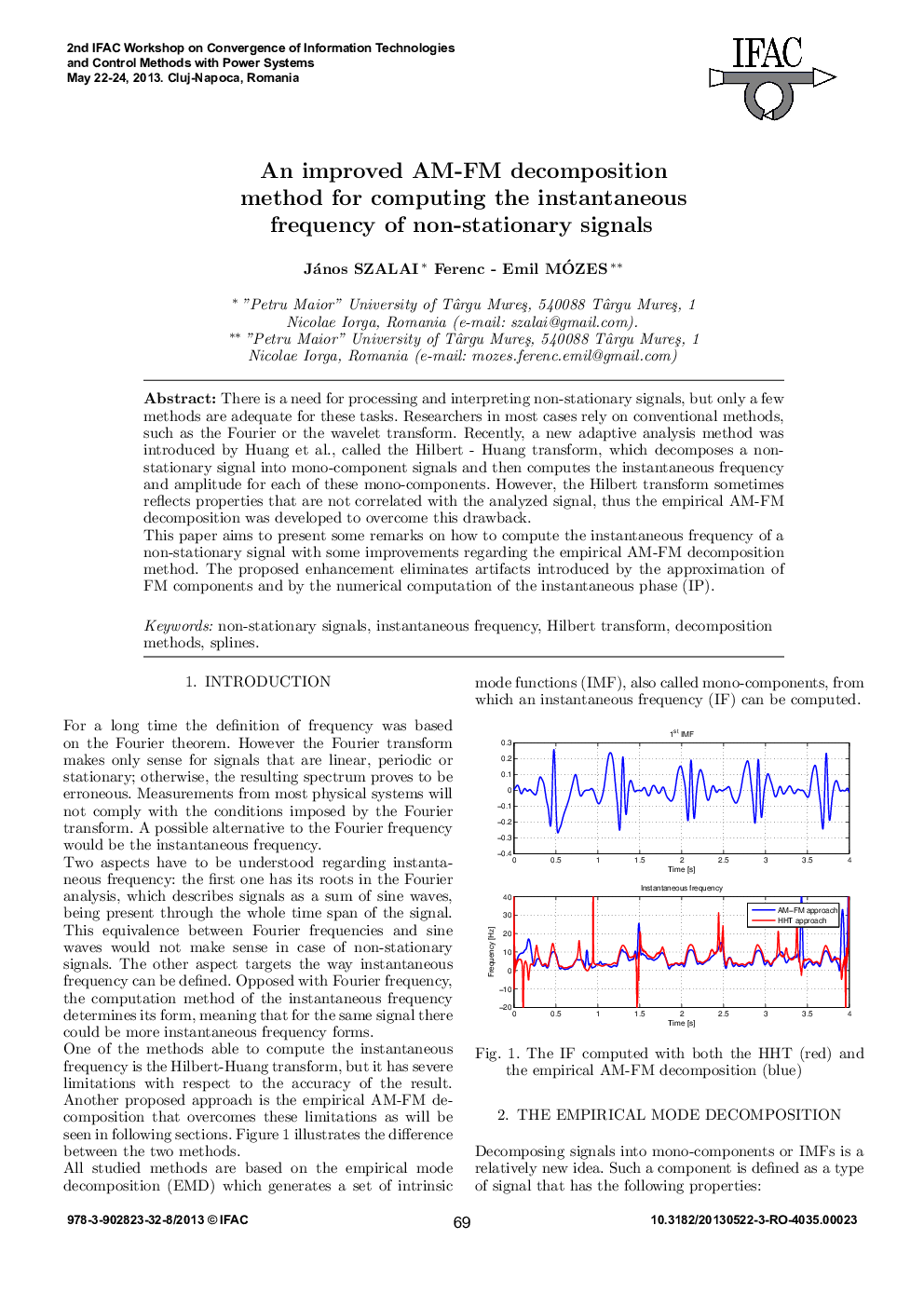 عکس صفحه اول مقاله: An improved AM-FM decomposition method for computing the instantaneous frequency of non-stationary signals An improved AM-FM decomposition method for computing the instantaneous frequency of non-stationary signals