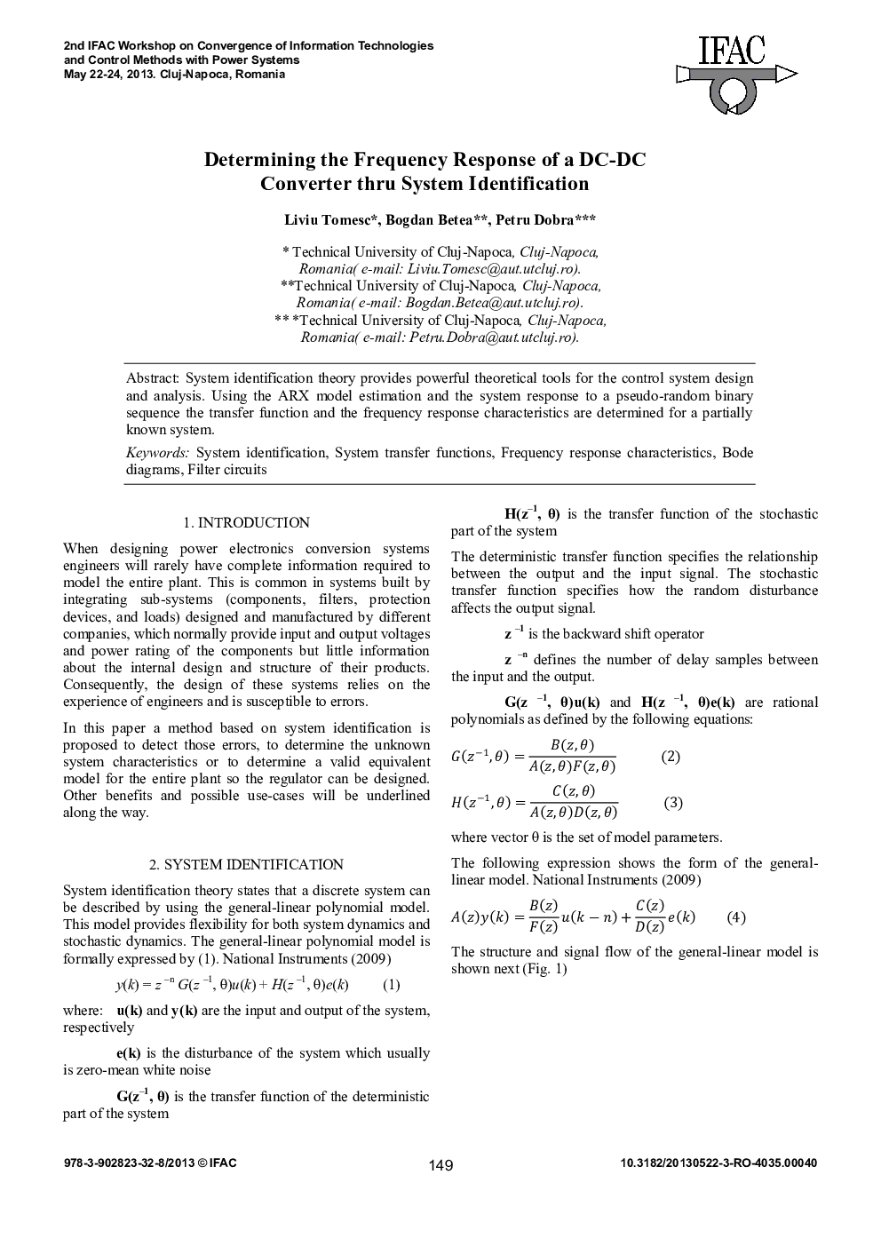 عکس صفحه اول مقاله: Determining the Frequency Response of a DC-DC Converter thru System Identification Determining the Frequency Response of a DC-DC Converter thru System Identification