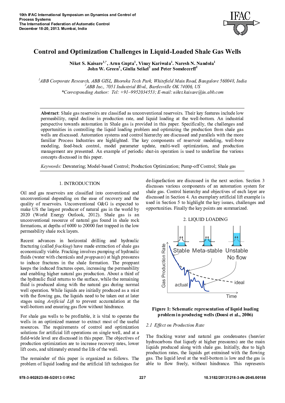 Control and Optimization Challenges in Liquid-Loaded Shale Gas Wells