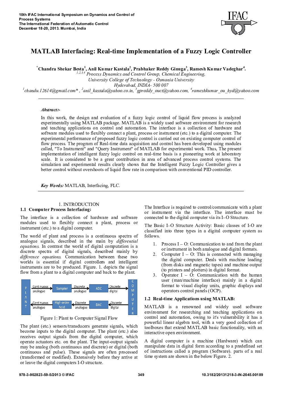 MATLAB Interfacing: Real-time Implementation of a Fuzzy Logic Controller
