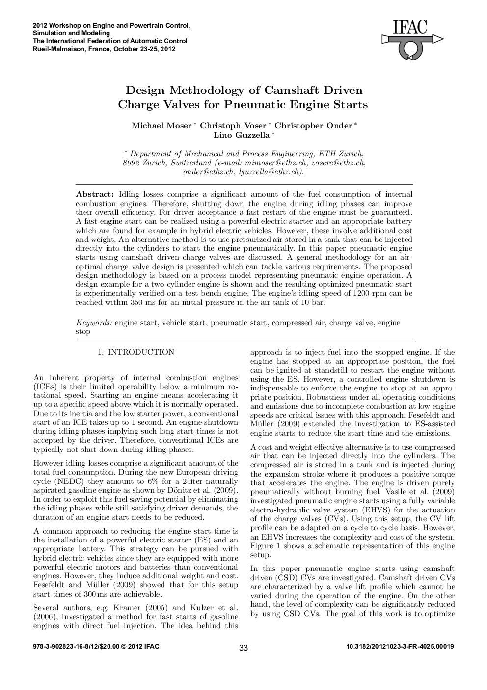 Design Methodology of Camshaft Driven Charge Valves for Pneumatic Engine Starts