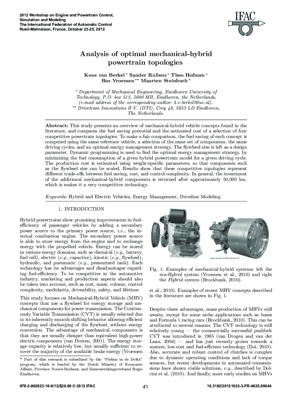 Analysis of optimal mechanical-hybrid powertrain topologies 