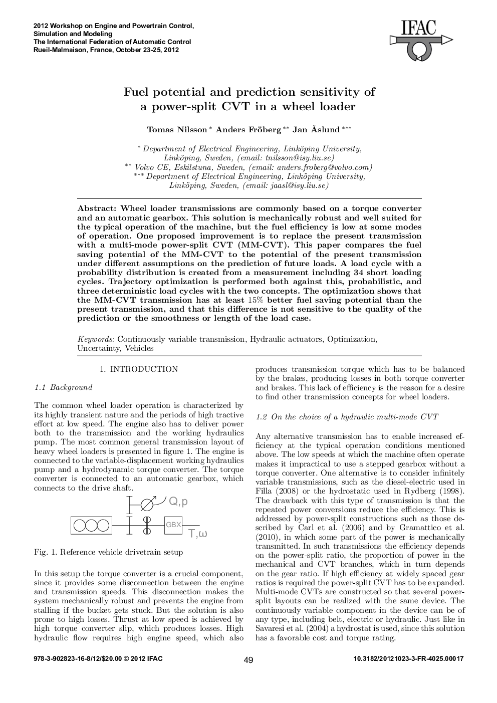 Fuel potential and prediction sensitivity of a power-split CVT in a wheel loader
