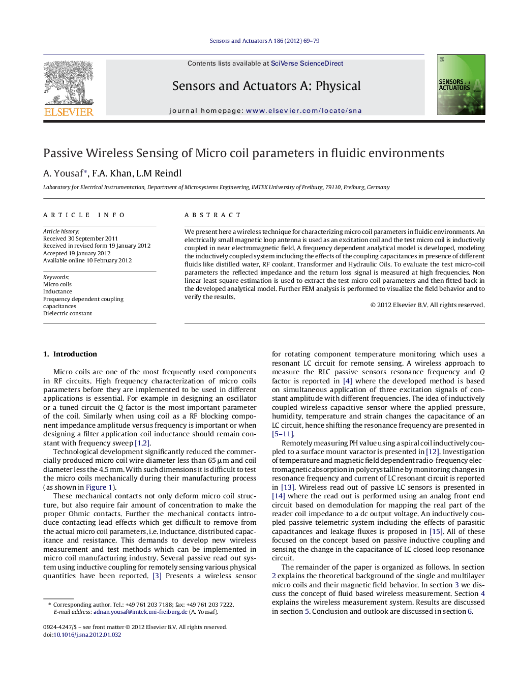 Passive Wireless Sensing of Micro coil parameters in fluidic environments