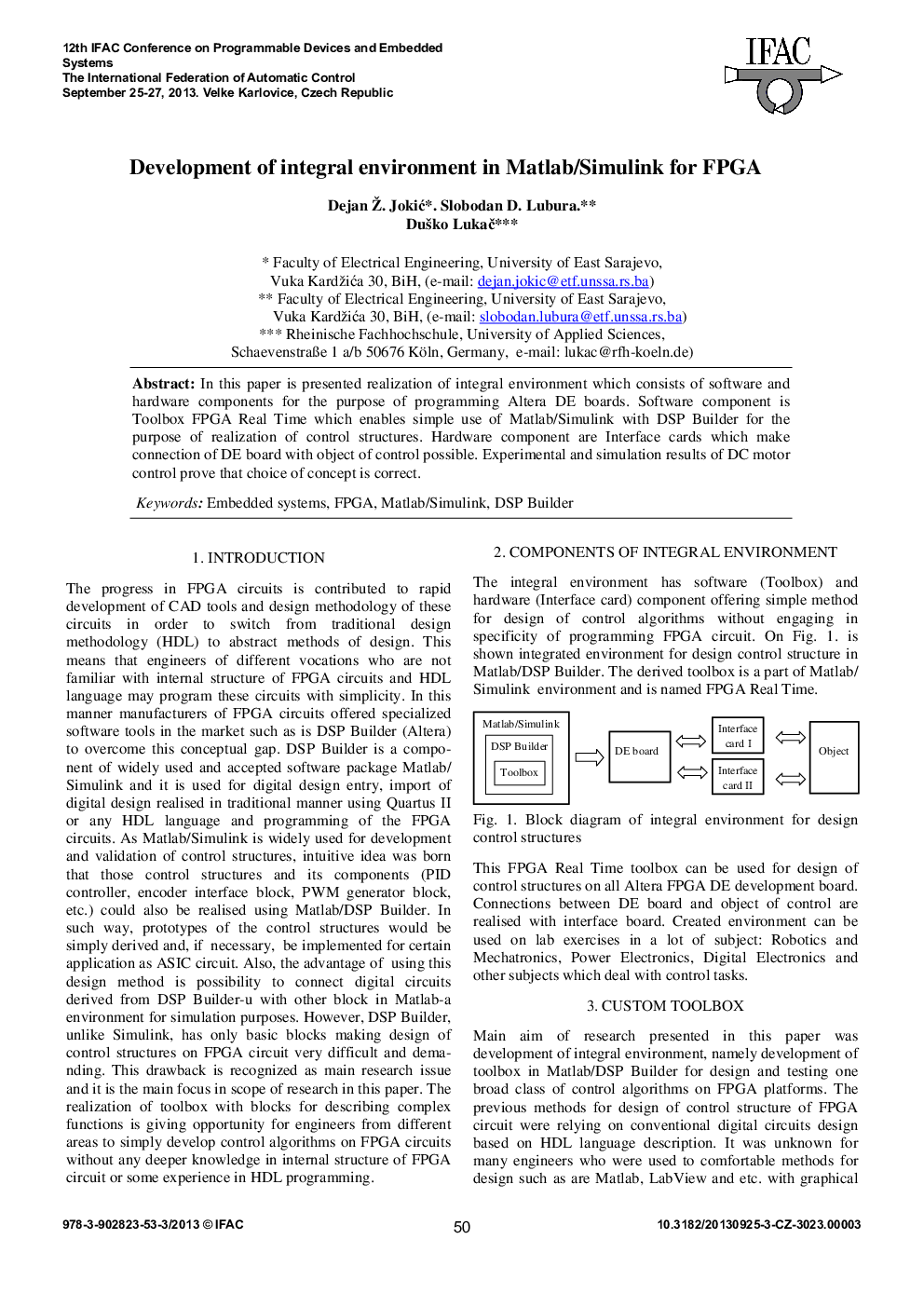 Development of integral environment in Matlab/Simulink for FPGA