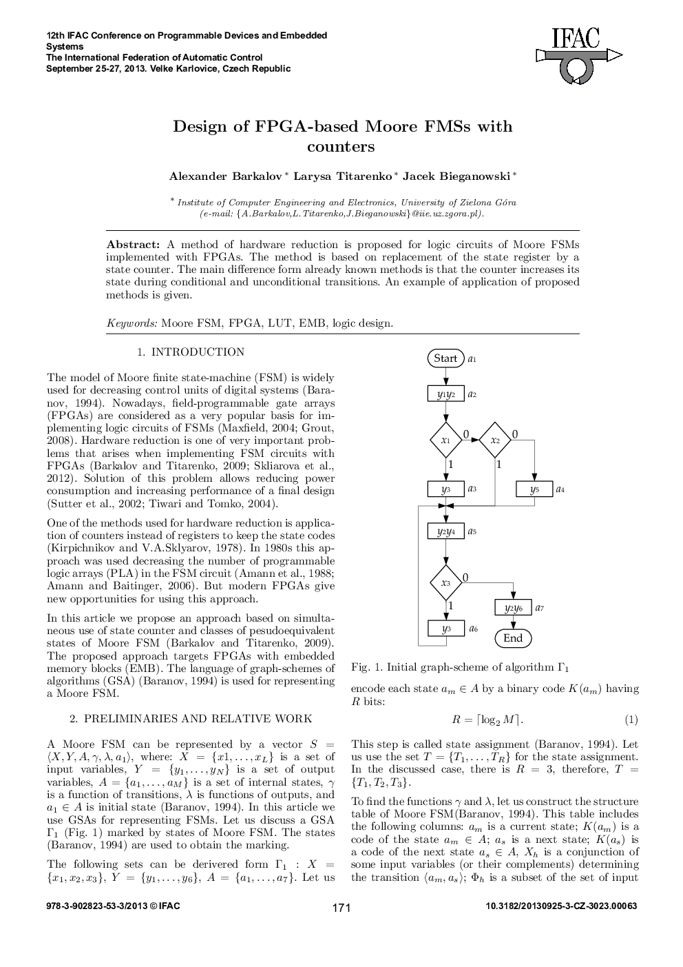 Design of FPGA-based Moore FMSs with counters