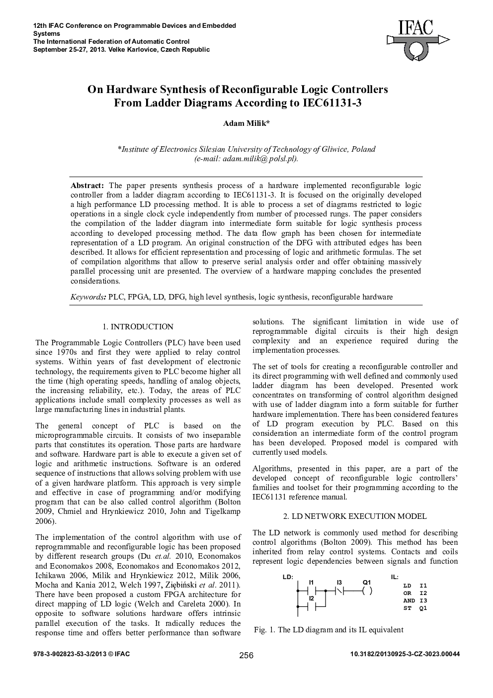 On Hardware Synthesis of Reconfigurable Logic Controllers From Ladder Diagrams According to IEC61131-3