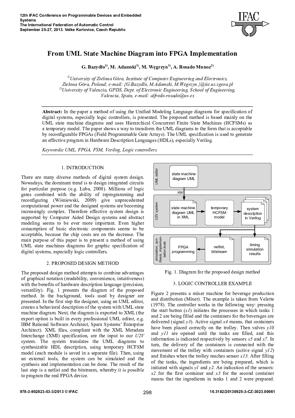 From UML State Machine Diagram into FPGA Implementation